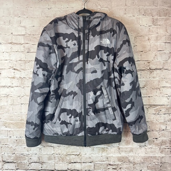 The North Face Men's Medium Homme Reversible Camouflage Jacket Grey Camo Coat M